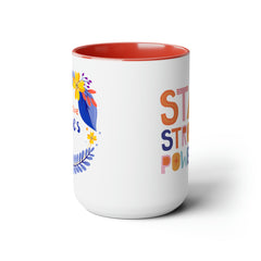 Stay Strong/Positive Vibes-Two-Tone Coffee Mugs, 15oz