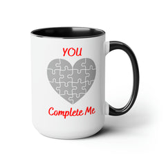 Won my Heart/Complete Me-Two-Tone Coffee Mugs, 15oz