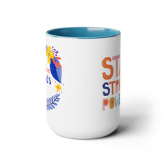 Stay Strong/Positive Vibes-Two-Tone Coffee Mugs, 15oz