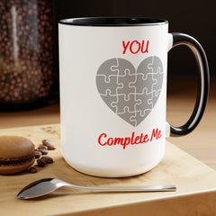 Won my Heart/Complete Me-Two-Tone Coffee Mugs, 15oz