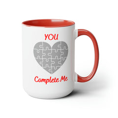 Won my Heart/Complete Me-Two-Tone Coffee Mugs, 15oz