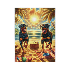 Velveteen Microfiber Beach Day Blanket - Rottweiler Design