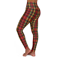 Red Plaid High Waisted Yoga Leggings (AOP)