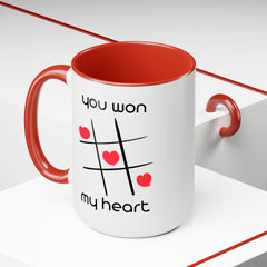 Won my Heart/Complete Me-Two-Tone Coffee Mugs, 15oz