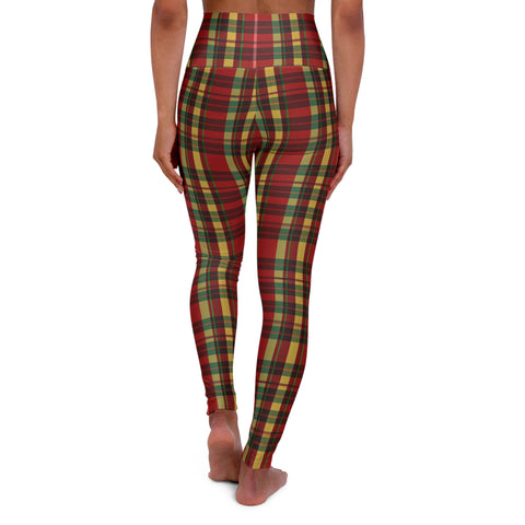 Red Plaid High Waisted Yoga Leggings (AOP)