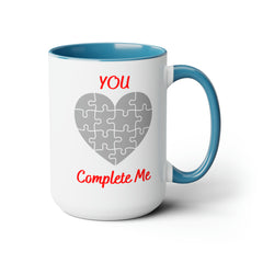 Won my Heart/Complete Me-Two-Tone Coffee Mugs, 15oz