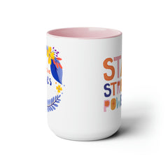 Stay Strong/Positive Vibes-Two-Tone Coffee Mugs, 15oz