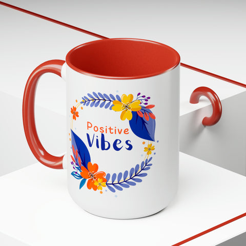 Stay Strong/Positive Vibes-Two-Tone Coffee Mugs, 15oz