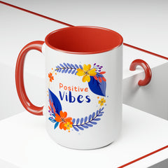 Stay Strong/Positive Vibes-Two-Tone Coffee Mugs, 15oz