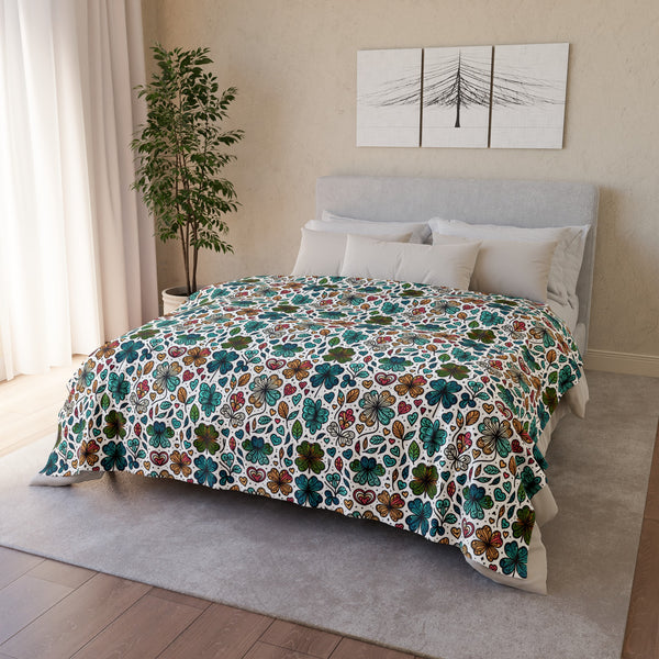 Lucky Four Leaf Clover Colorful Soft Polyester Blanket