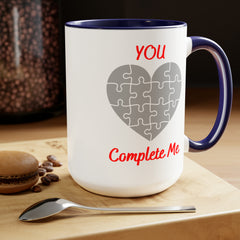 Won my Heart/Complete Me-Two-Tone Coffee Mugs, 15oz