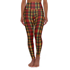 Red Plaid High Waisted Yoga Leggings (AOP)