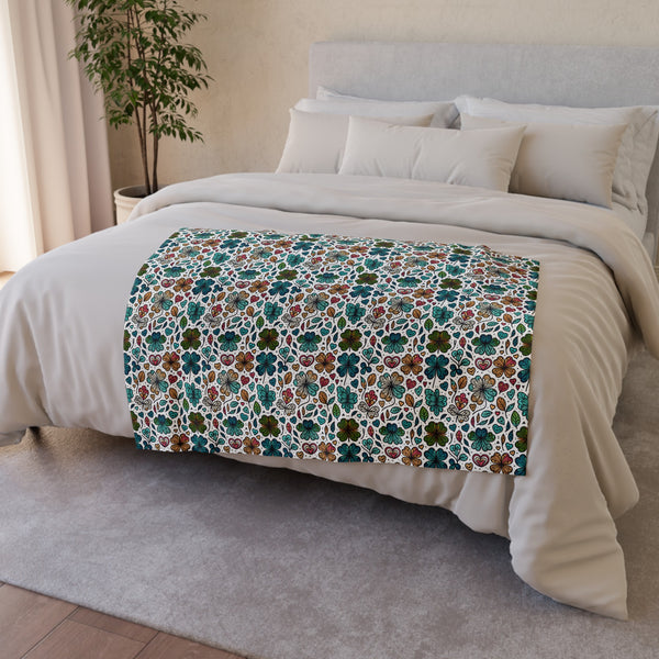 Lucky Four Leaf Clover Colorful Soft Polyester Blanket