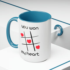 Won my Heart/Complete Me-Two-Tone Coffee Mugs, 15oz